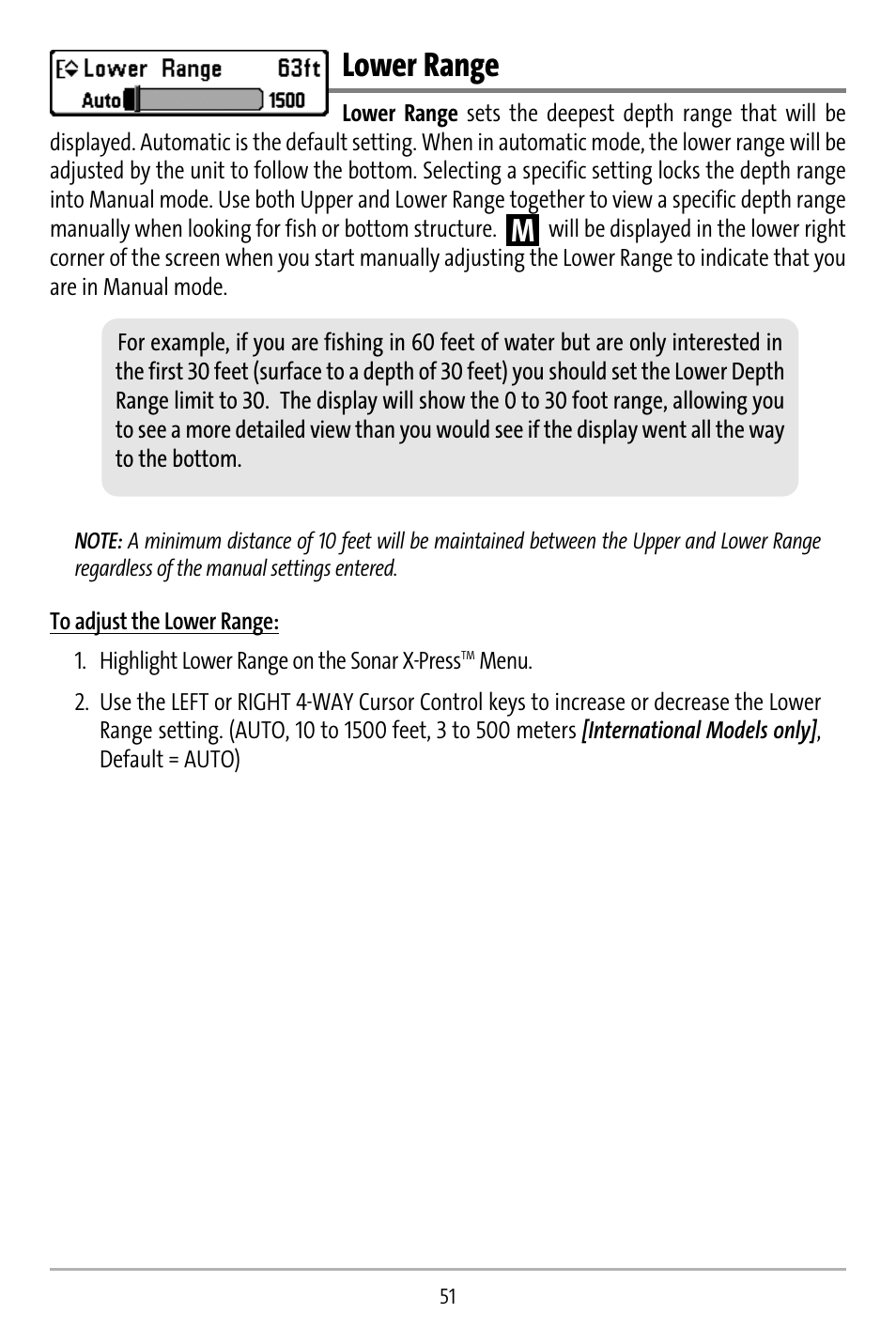 Lower range | Humminbird 737 User Manual | Page 60 / 138