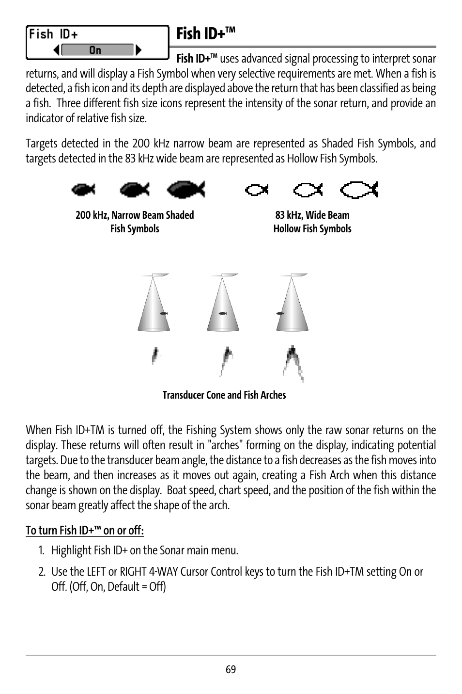Fish id | Humminbird 737 User Manual | Page 78 / 138