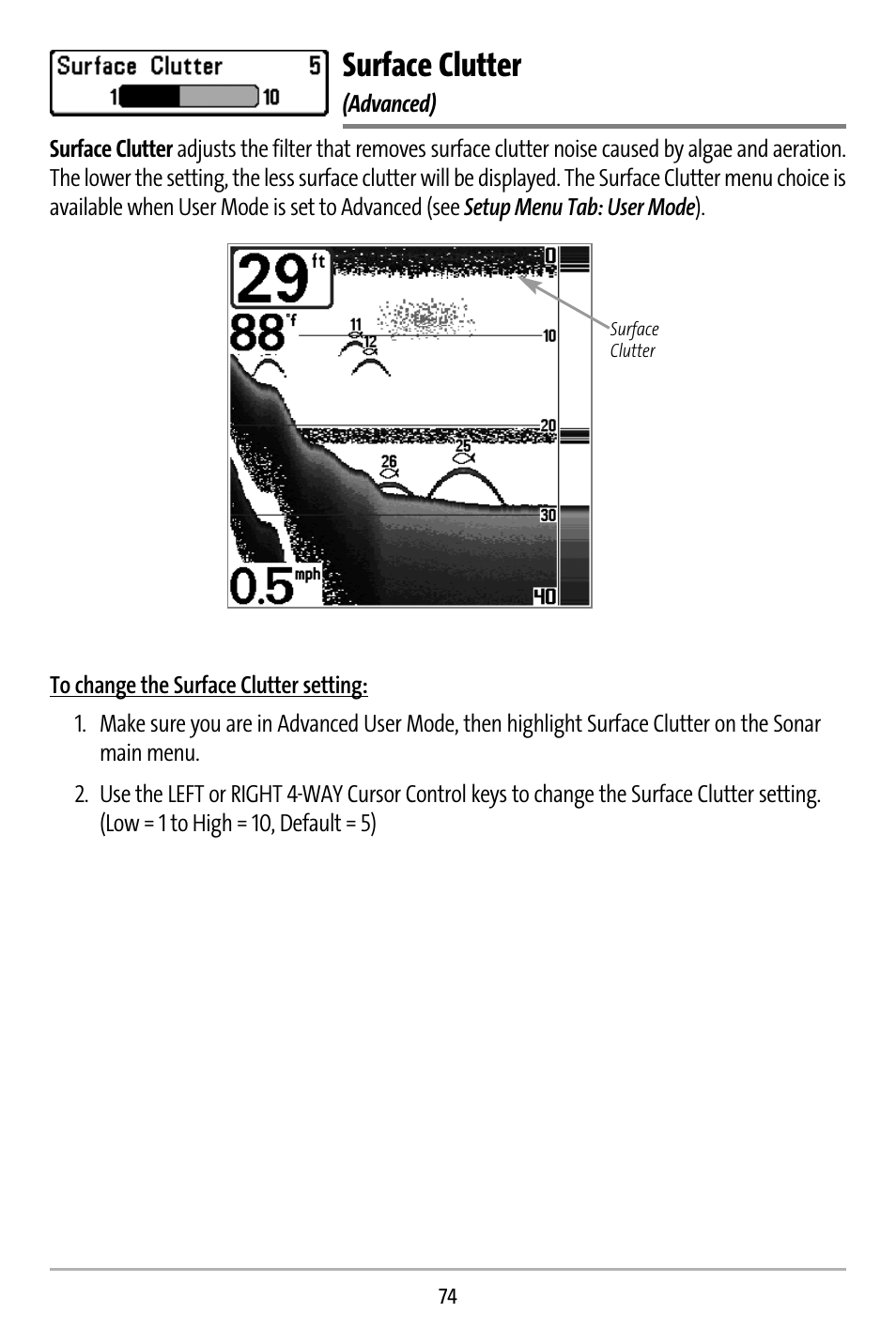 Surface clutter | Humminbird 737 User Manual | Page 83 / 138