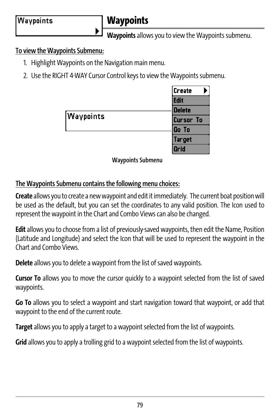 Waypoints | Humminbird 737 User Manual | Page 88 / 138