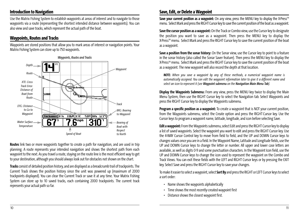 Save, edit, or delete a waypoint, Introduction to navigation, Waypoints, routes and tracks | Humminbird AS GR4 User Manual | Page 8 / 23
