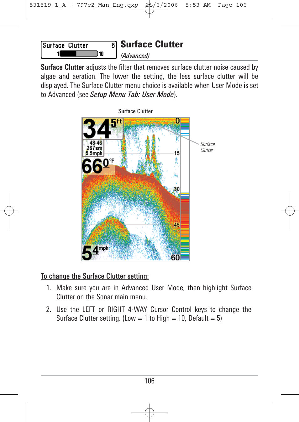 Surface clutter | Humminbird 700 series User Manual | Page 116 / 183