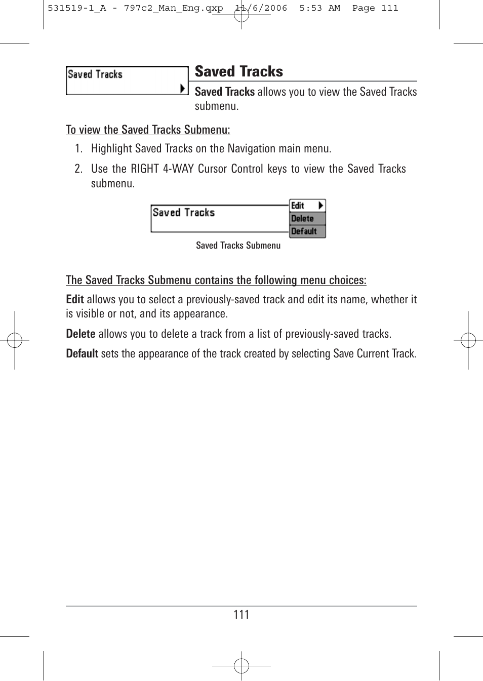 Saved tracks | Humminbird 700 series User Manual | Page 121 / 183