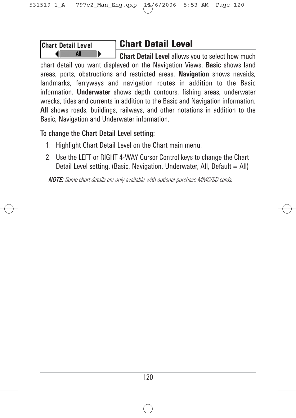 Chart detail level | Humminbird 700 series User Manual | Page 130 / 183