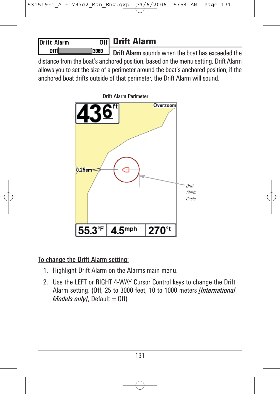 Drift alarm | Humminbird 700 series User Manual | Page 141 / 183