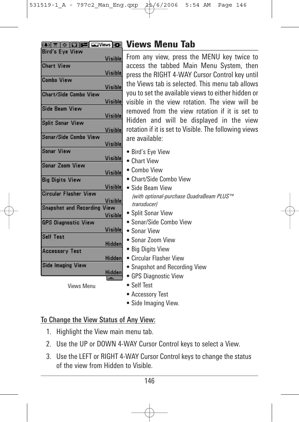 Views menu tab | Humminbird 700 series User Manual | Page 156 / 183