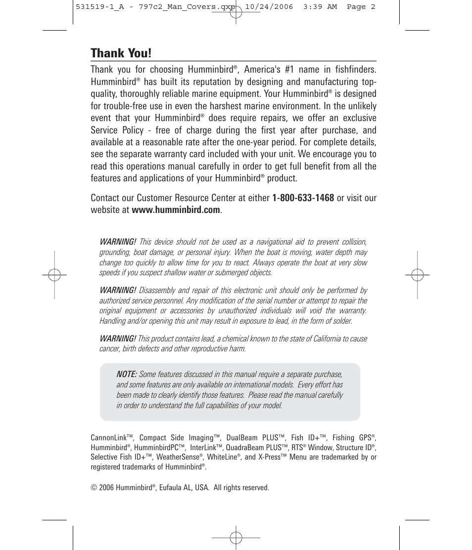 Humminbird 700 series User Manual | Page 2 / 183
