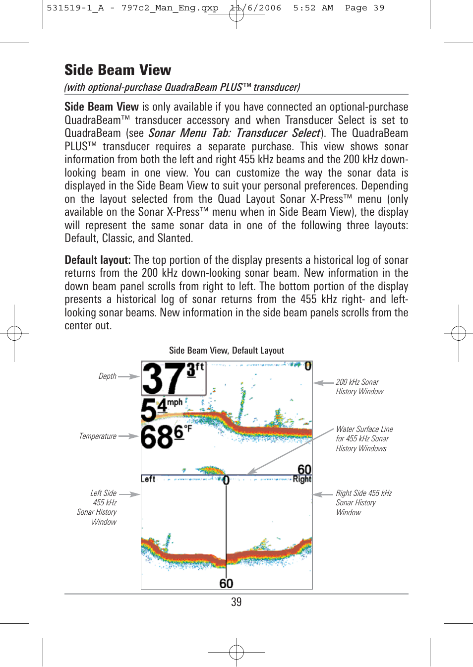 Side beam view | Humminbird 700 series User Manual | Page 49 / 183