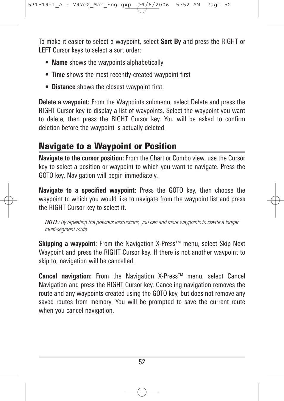 Navigate to a waypoint or position | Humminbird 700 series User Manual | Page 62 / 183