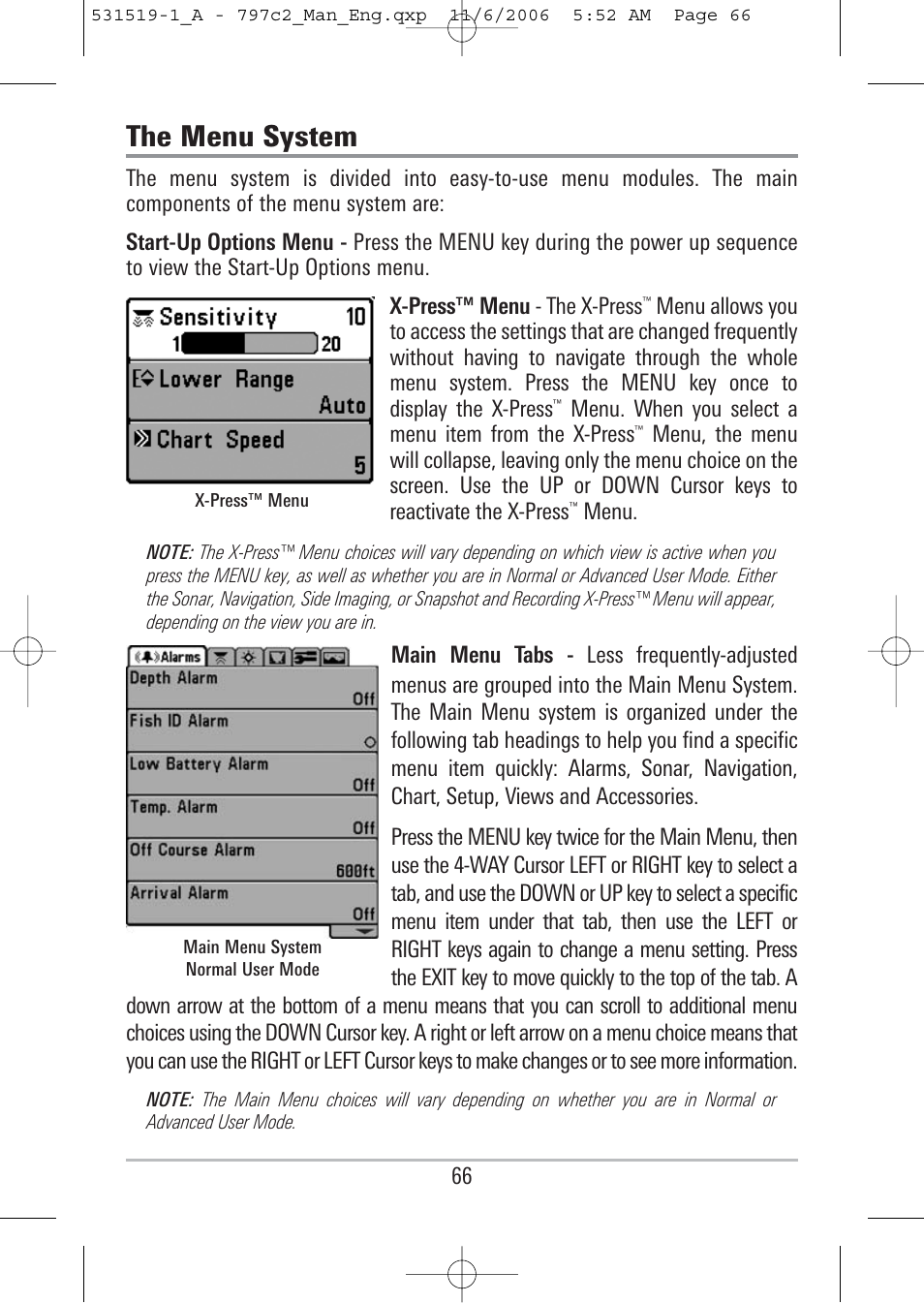 The menu system | Humminbird 700 series User Manual | Page 76 / 183