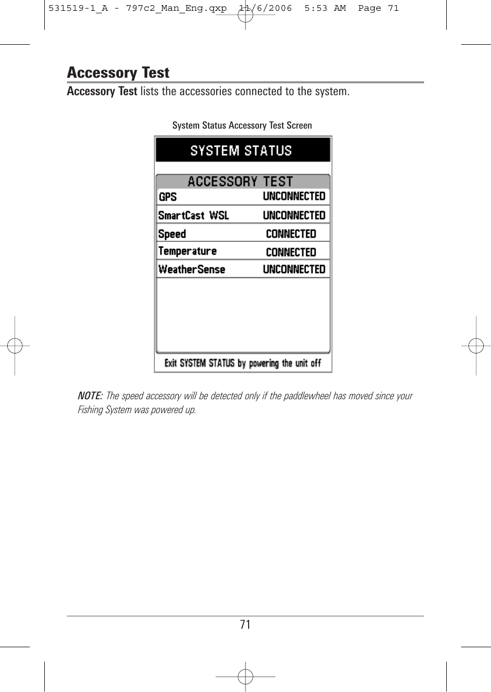 Accessory test | Humminbird 700 series User Manual | Page 81 / 183