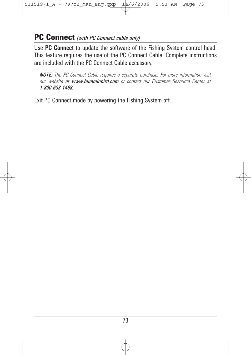 Pc connect | Humminbird 700 series User Manual | Page 83 / 183