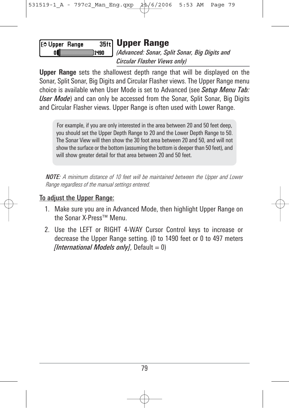 Upper range | Humminbird 700 series User Manual | Page 89 / 183