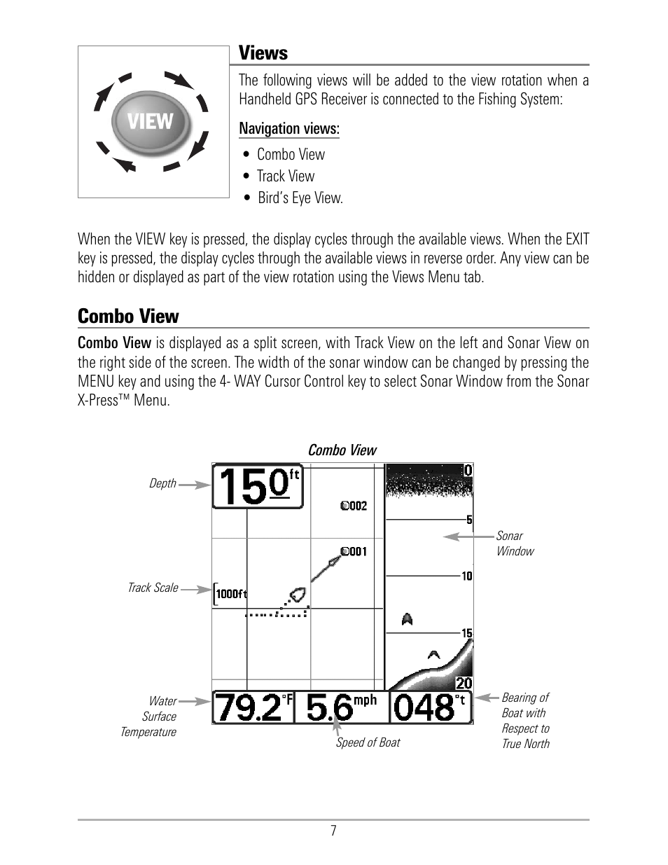 Views, Combo view | Humminbird 531324-1_D User Manual | Page 13 / 60