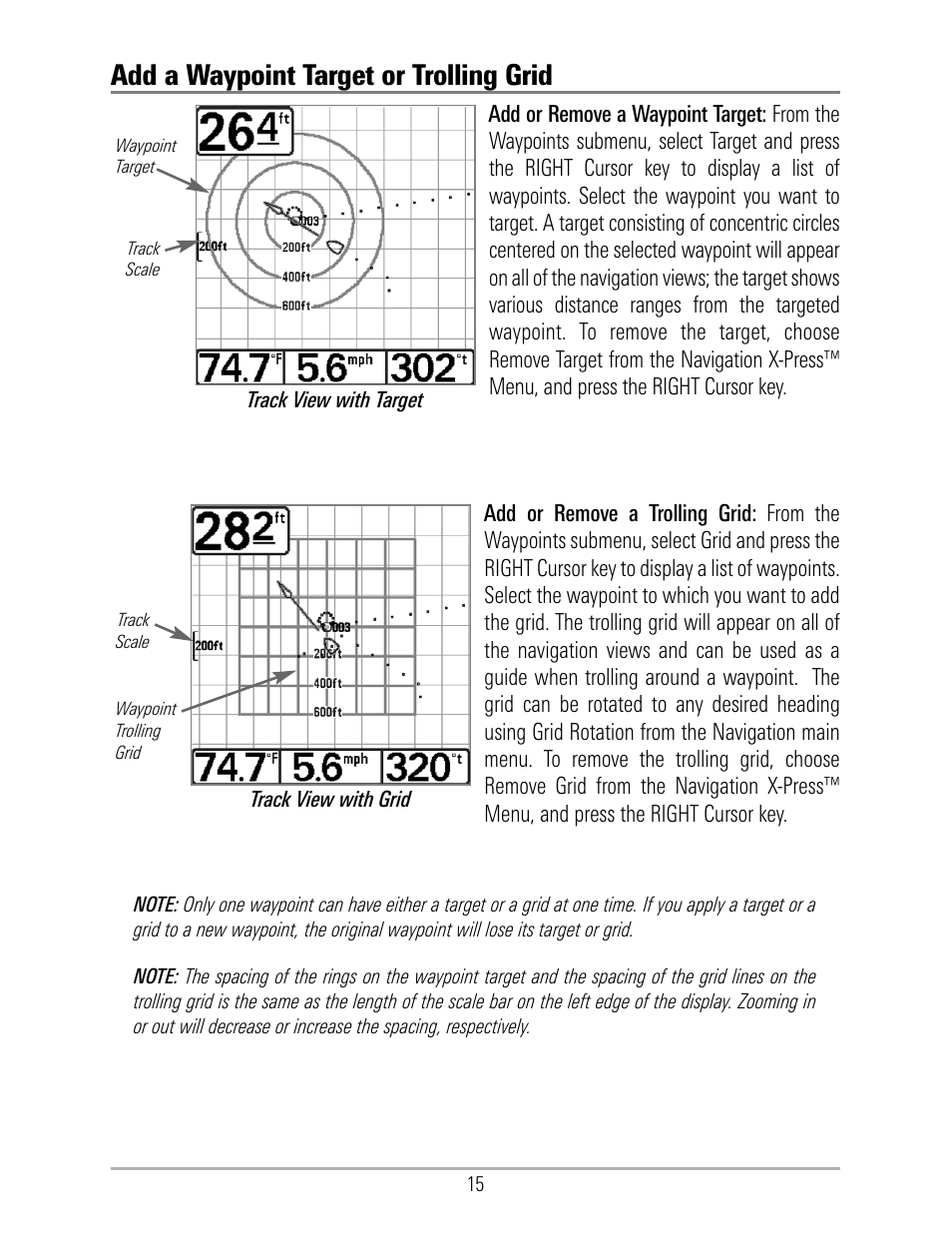 Add a waypoint target or trolling grid | Humminbird 531324-1_D User Manual | Page 21 / 60