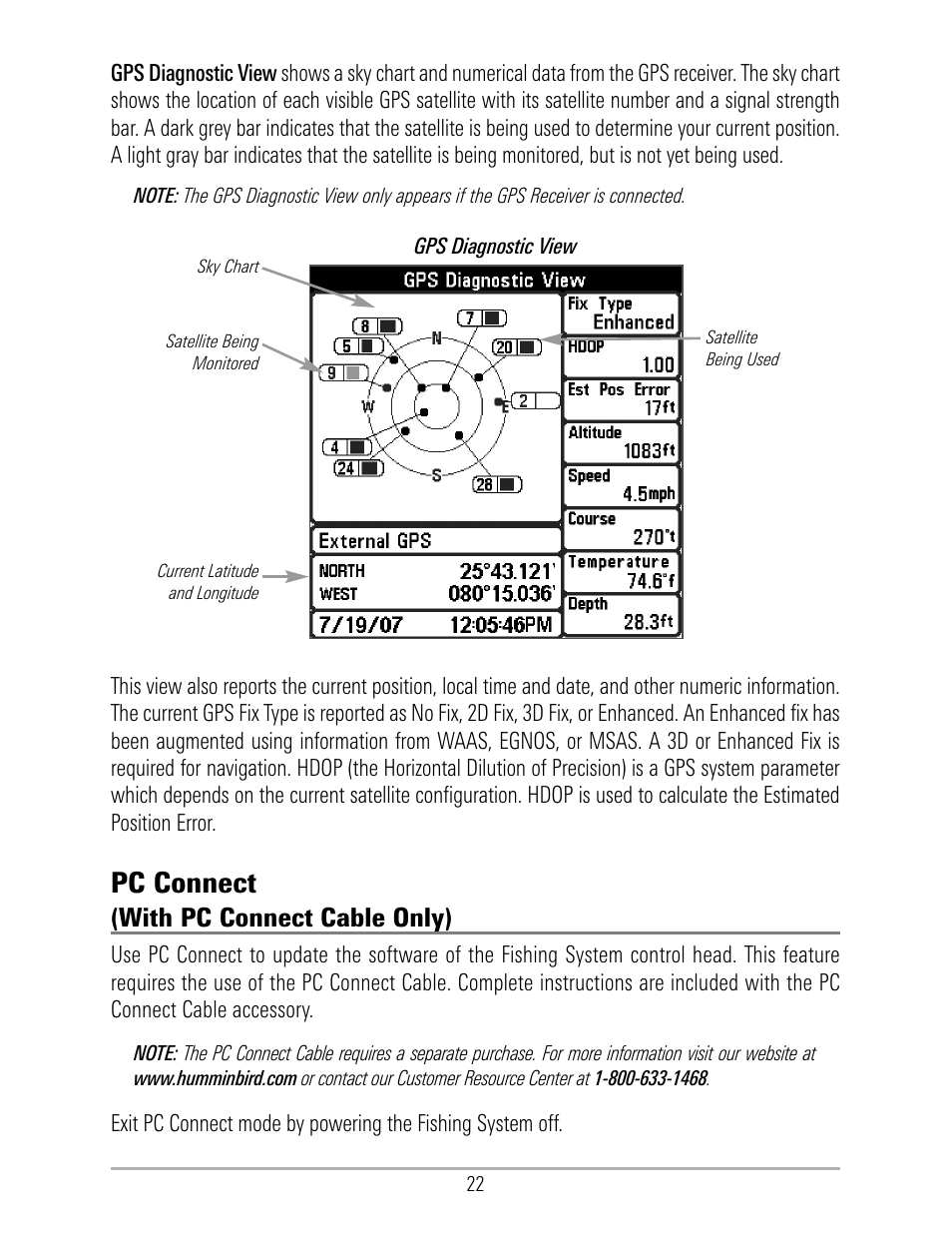 Pc connect, With pc connect cable only) | Humminbird 531324-1_D User Manual | Page 28 / 60