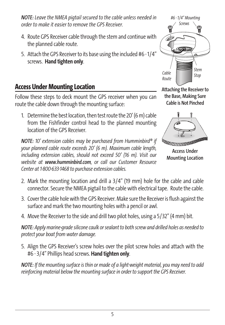 Access under mounting location | Humminbird GR16 User Manual | Page 10 / 60