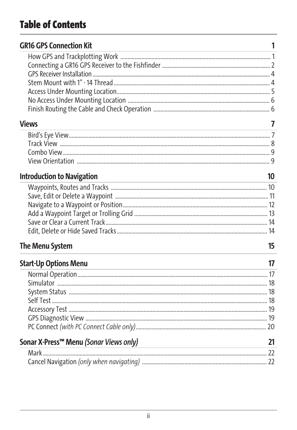 Humminbird GR16 User Manual | Page 3 / 60