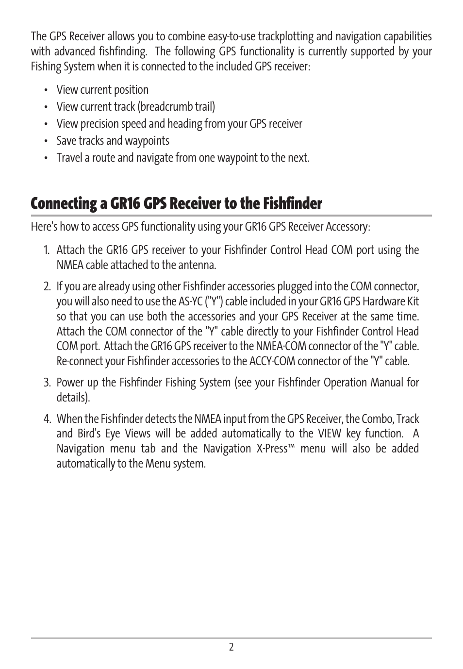 Connecting a gr16 gps receiver to the fishfinder | Humminbird GR16 User Manual | Page 7 / 60