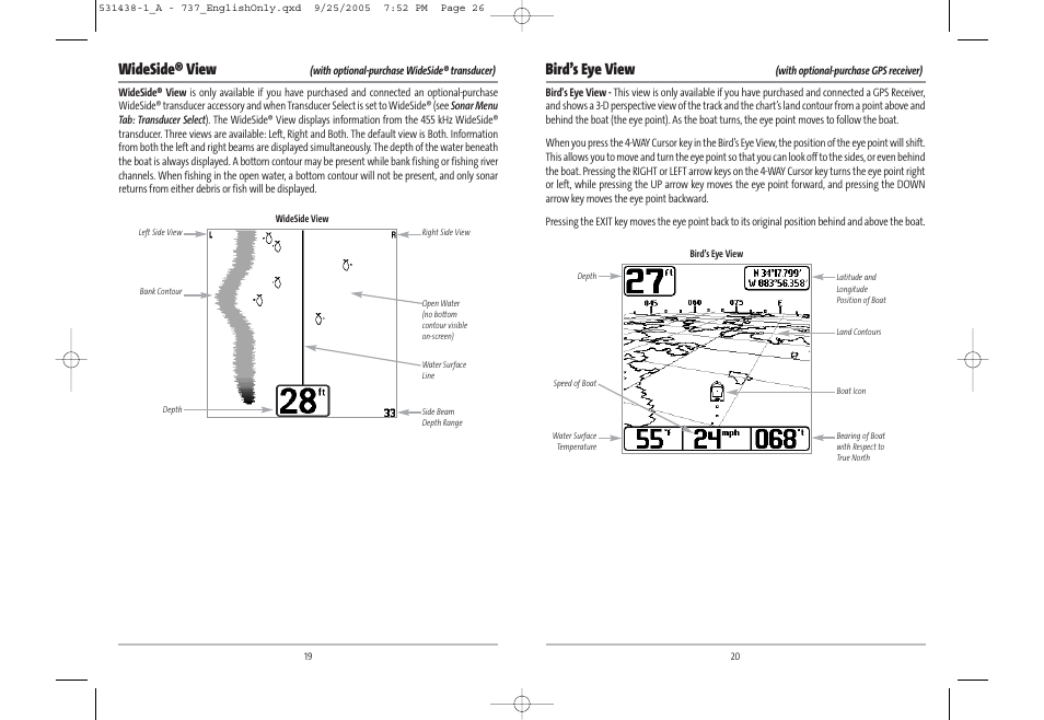 Bird’s eye view, Wideside® view | Humminbird 531438-1_A User Manual | Page 14 / 59