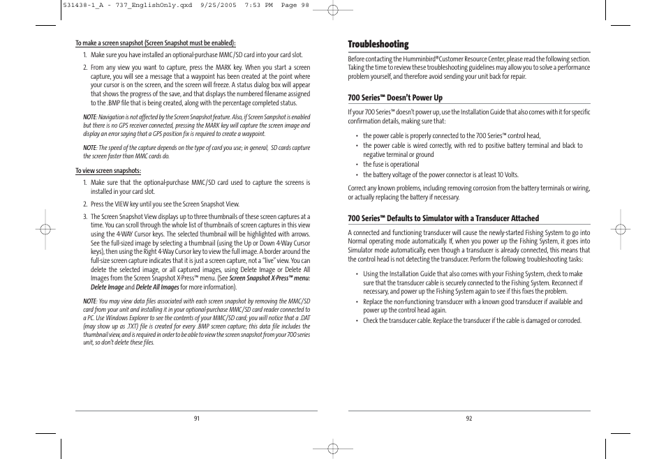 Troubleshooting | Humminbird 531438-1_A User Manual | Page 50 / 59