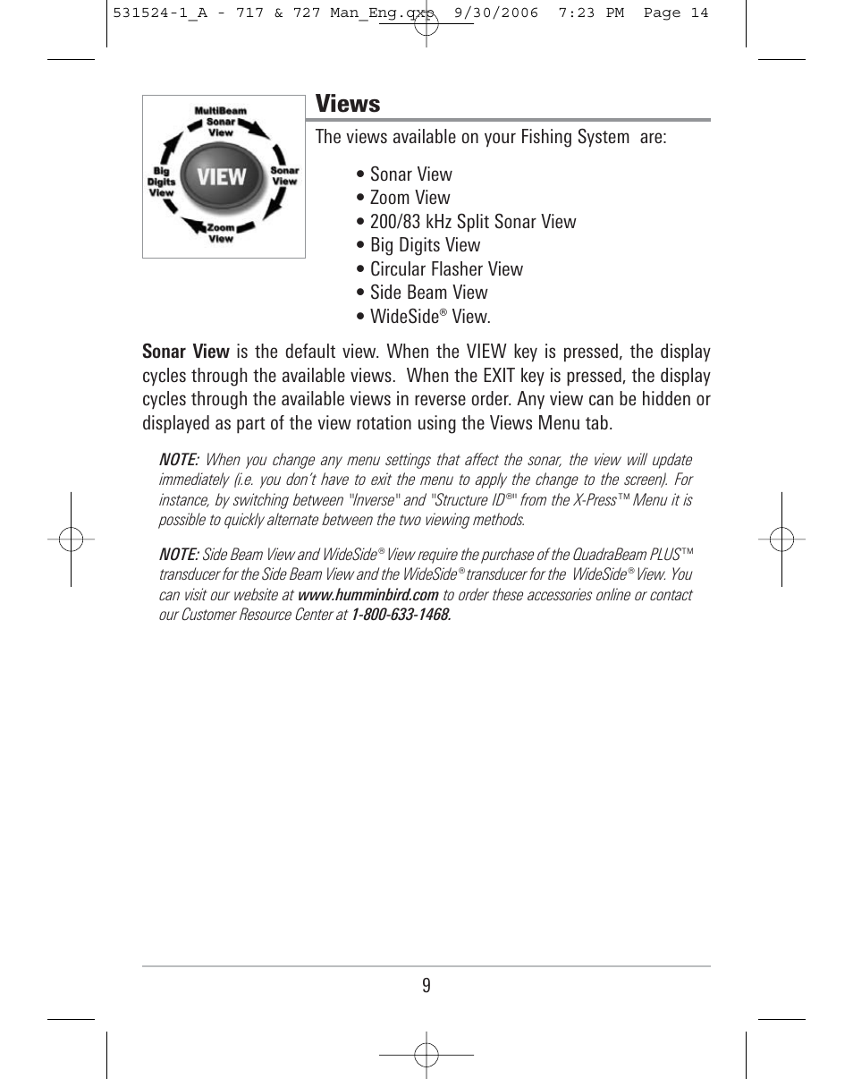 Views | Humminbird 727 User Manual | Page 14 / 96