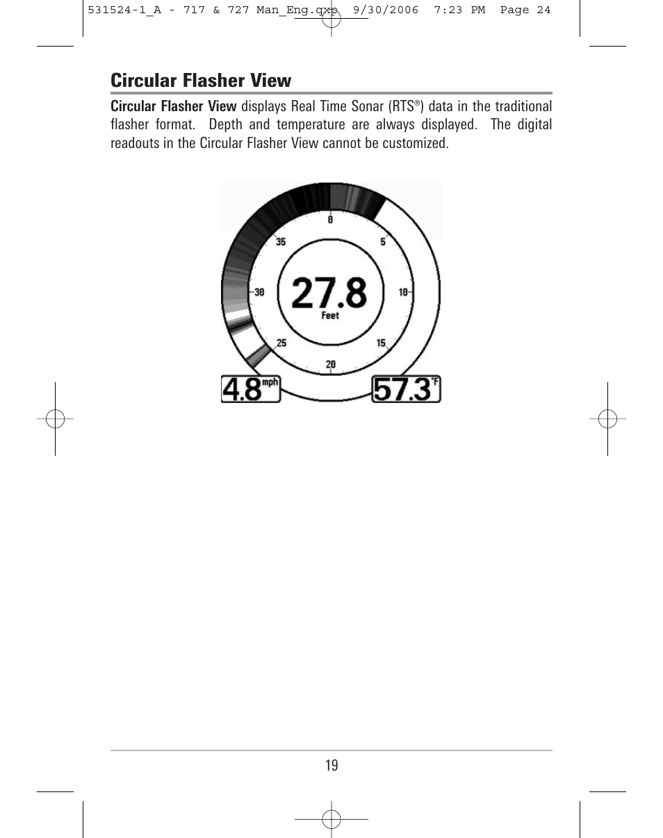 Circular flasher view | Humminbird 727 User Manual | Page 24 / 96