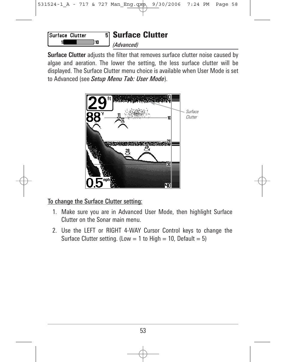 Surface clutter | Humminbird 727 User Manual | Page 58 / 96