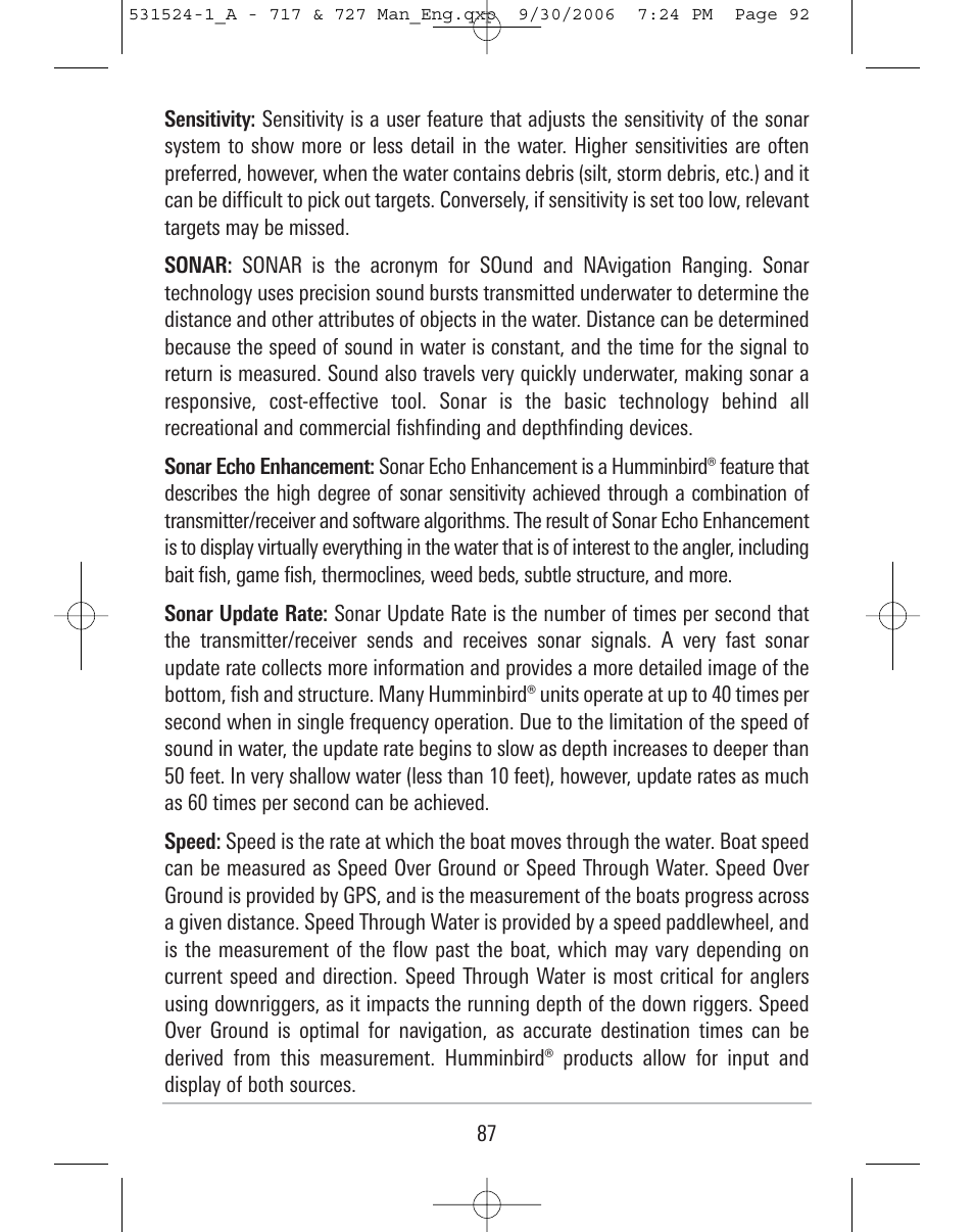 Humminbird 727 User Manual | Page 92 / 96