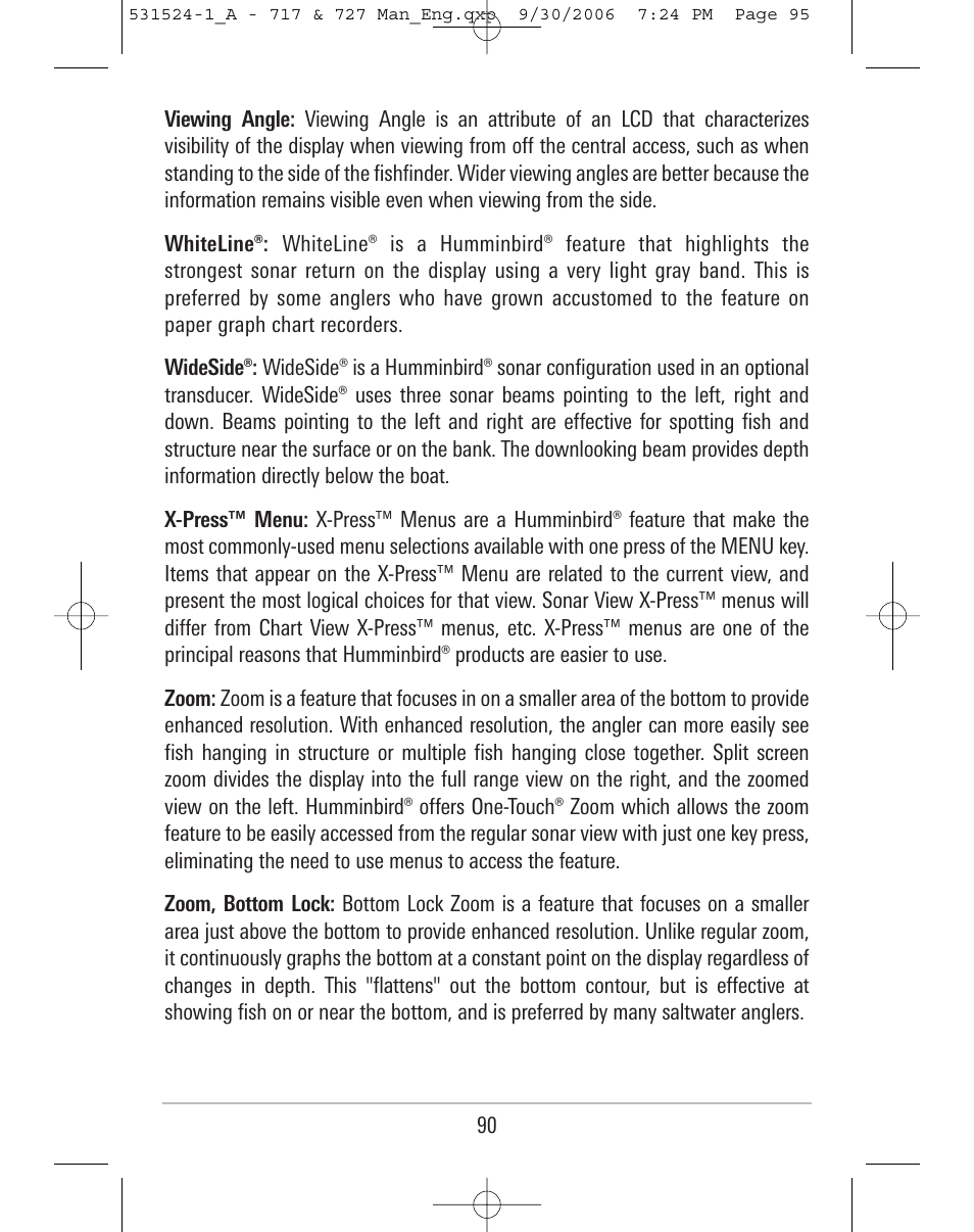 Humminbird 727 User Manual | Page 95 / 96