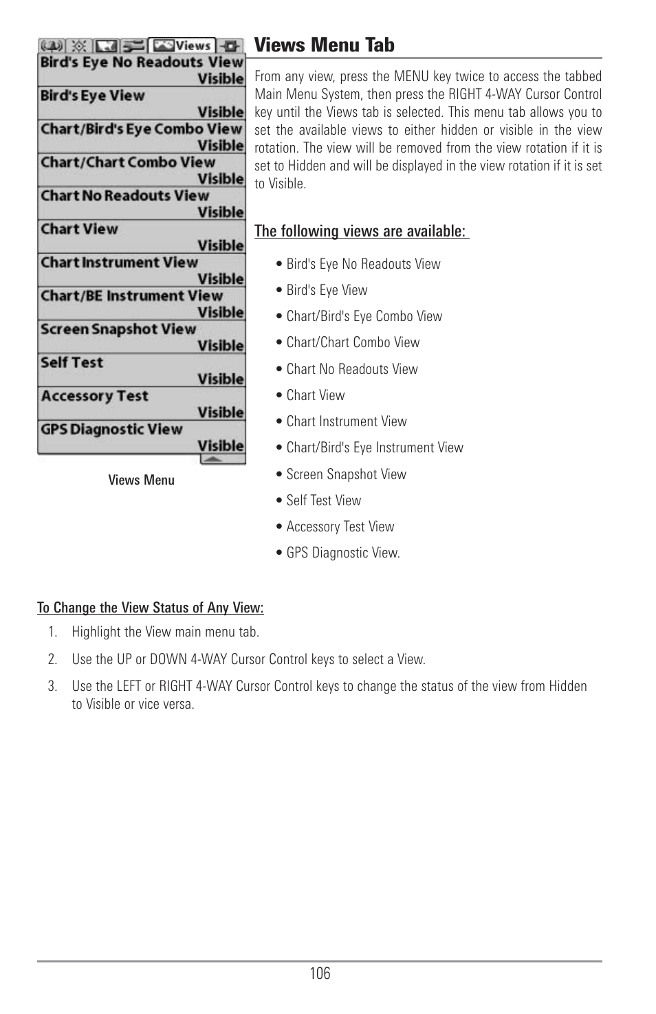 Views menu tab | Humminbird 1155C User Manual | Page 114 / 129