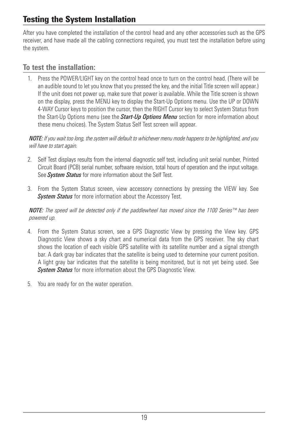 Testing the system installation | Humminbird 1155C User Manual | Page 27 / 129