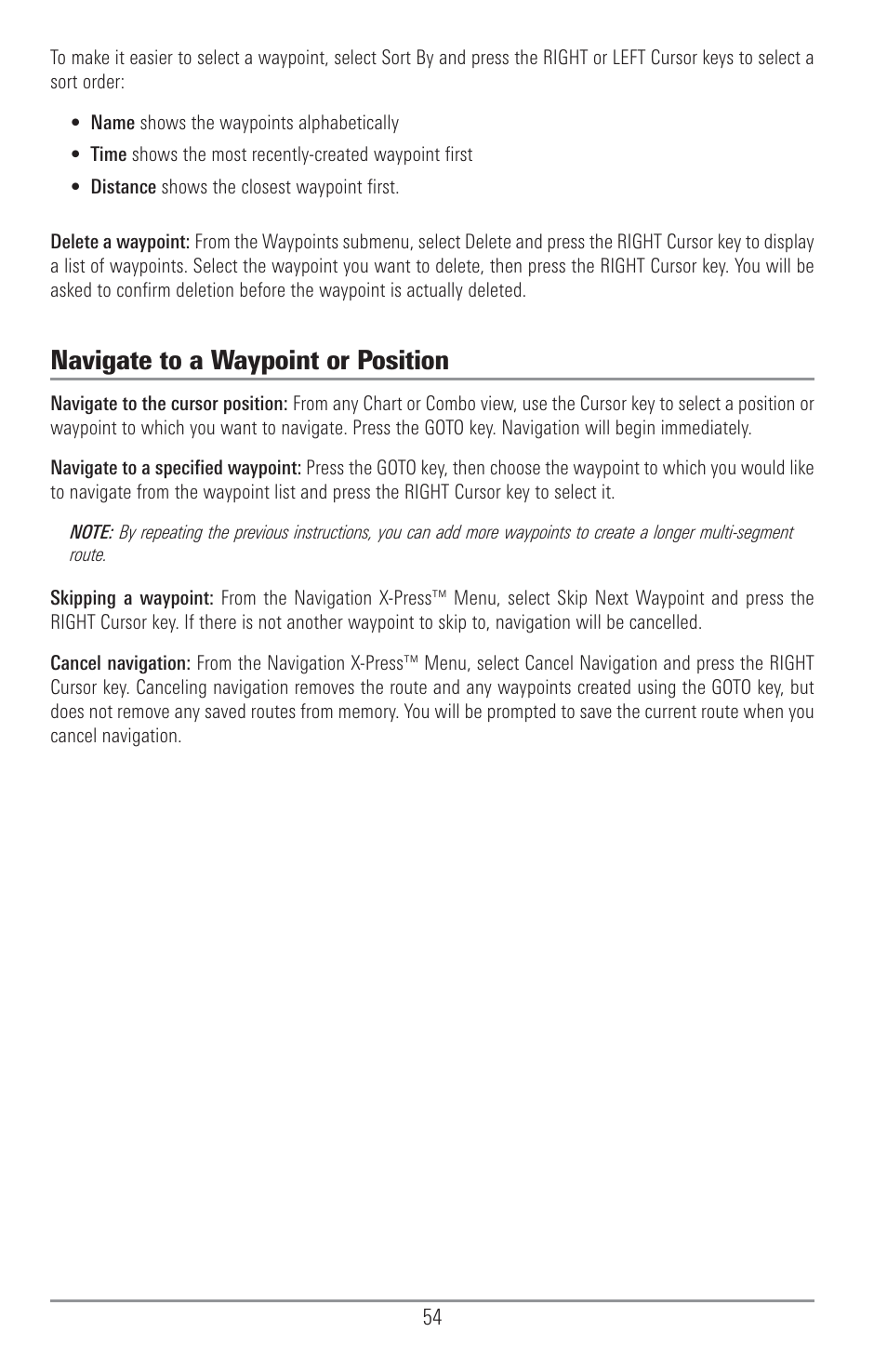 Navigate to a waypoint or position | Humminbird 1155C User Manual | Page 62 / 129