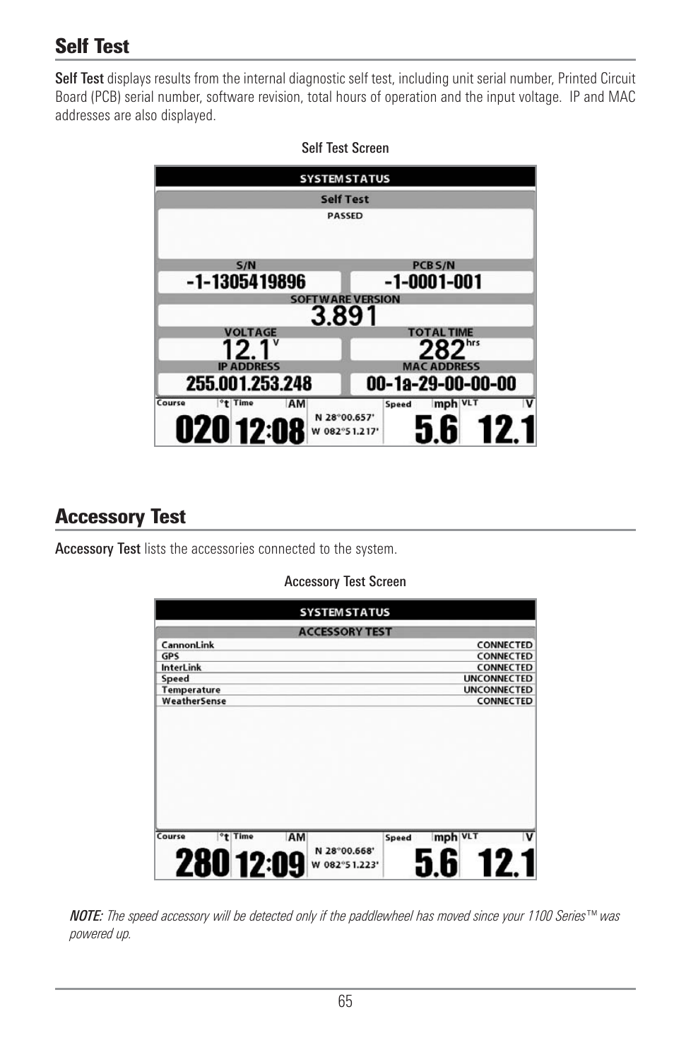 Self test, Accessory test | Humminbird 1155C User Manual | Page 73 / 129
