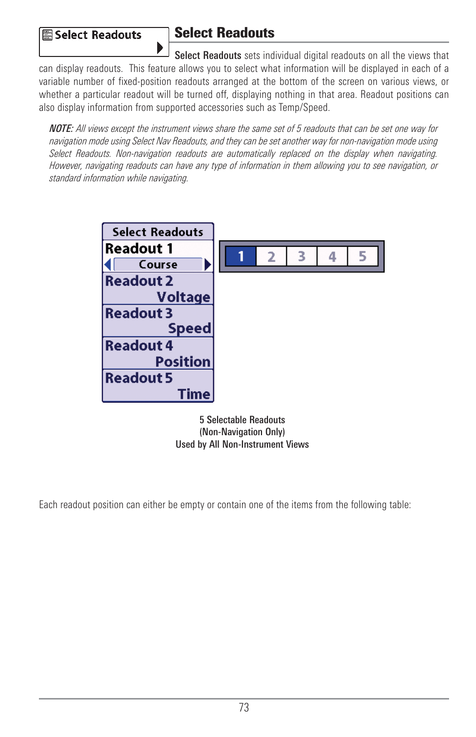 Select readouts | Humminbird 1155C User Manual | Page 81 / 129