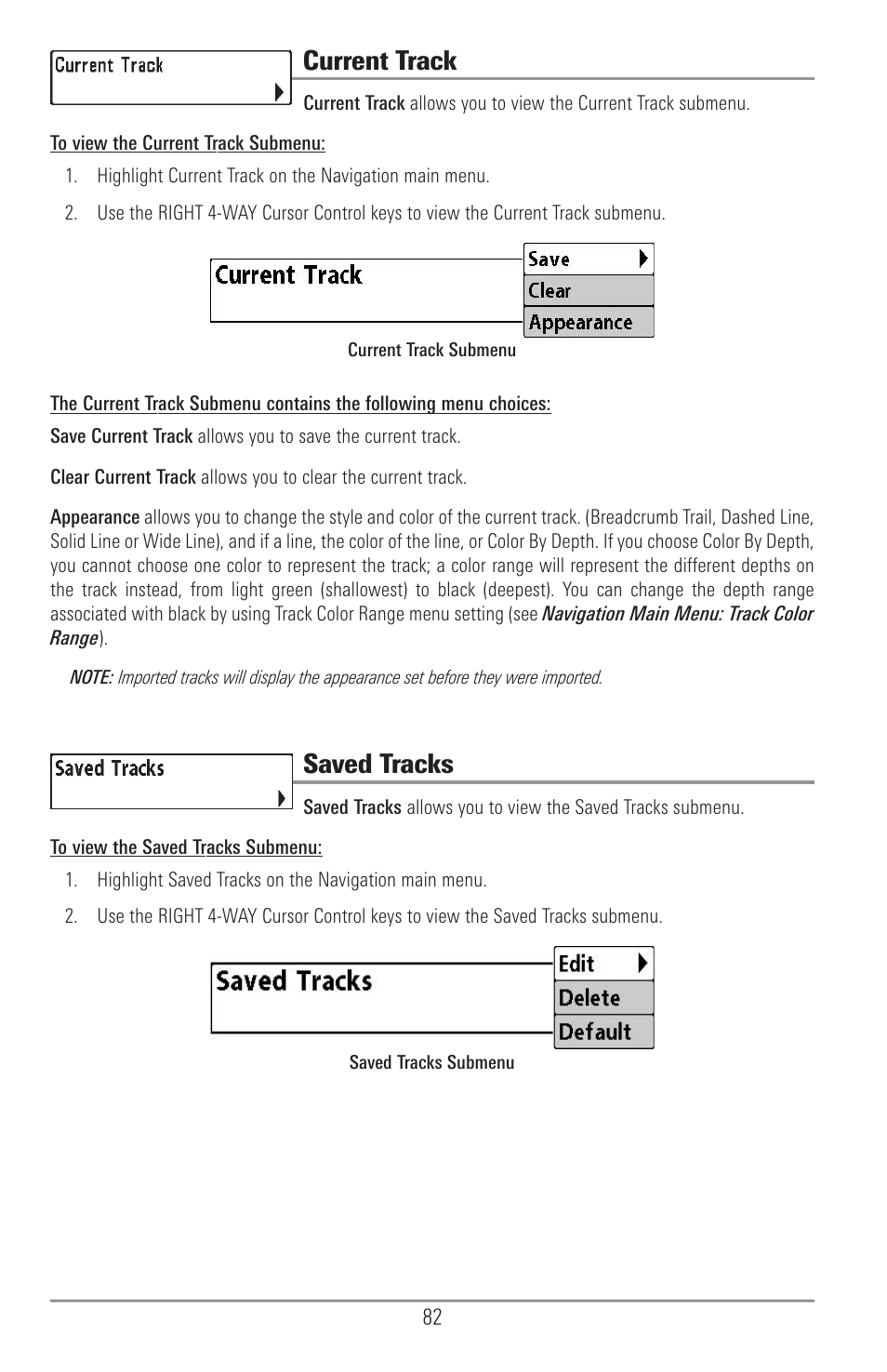 Current track, Saved tracks | Humminbird 1155C User Manual | Page 90 / 129