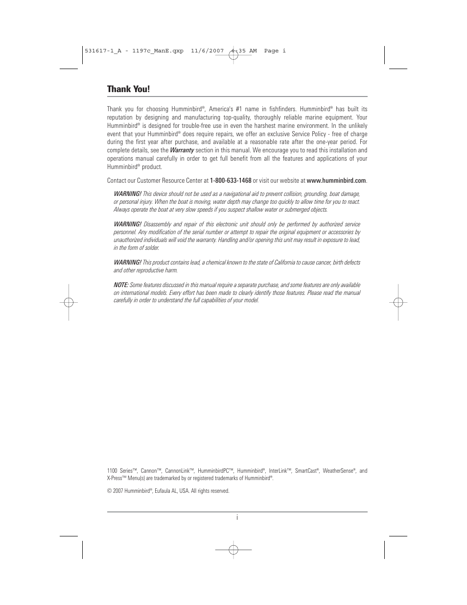 Humminbird 1197C SI User Manual | 196 pages