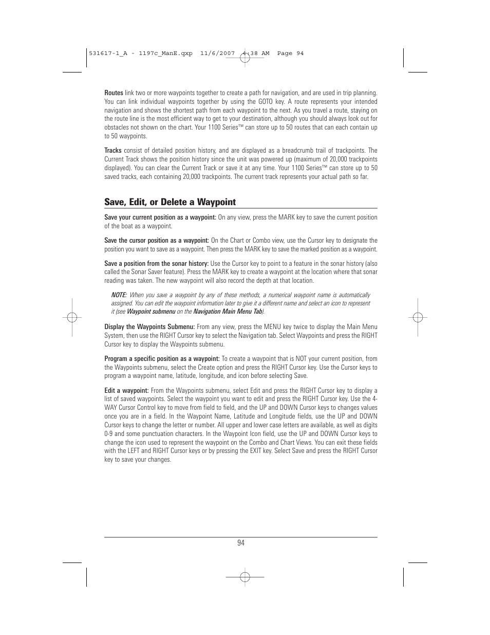 Save, edit, or delete a waypoint | Humminbird 1197C SI User Manual | Page 102 / 196