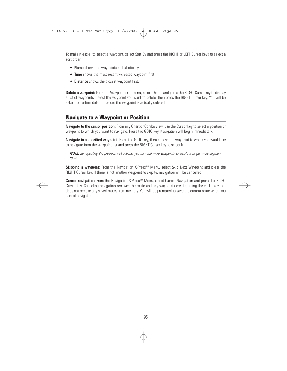 Navigate to a waypoint or position | Humminbird 1197C SI User Manual | Page 103 / 196