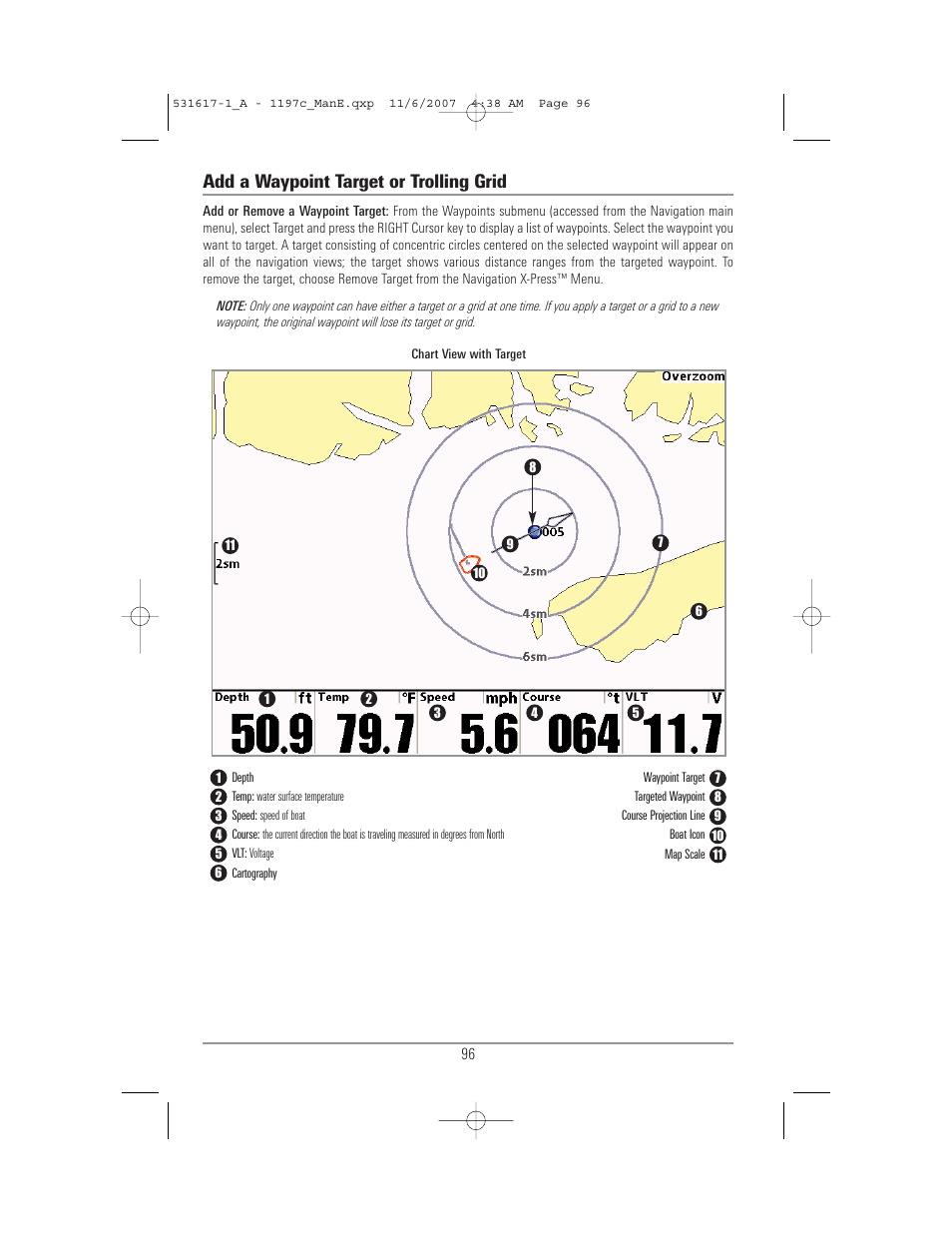 Add a waypoint target or trolling grid | Humminbird 1197C SI User Manual | Page 104 / 196