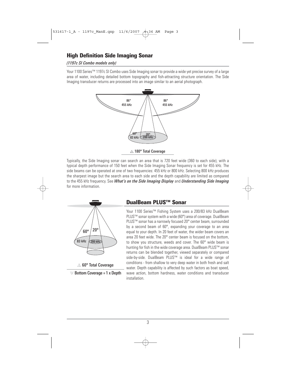 High definition side imaging sonar, Dualbeam plus™ sonar | Humminbird 1197C SI User Manual | Page 11 / 196