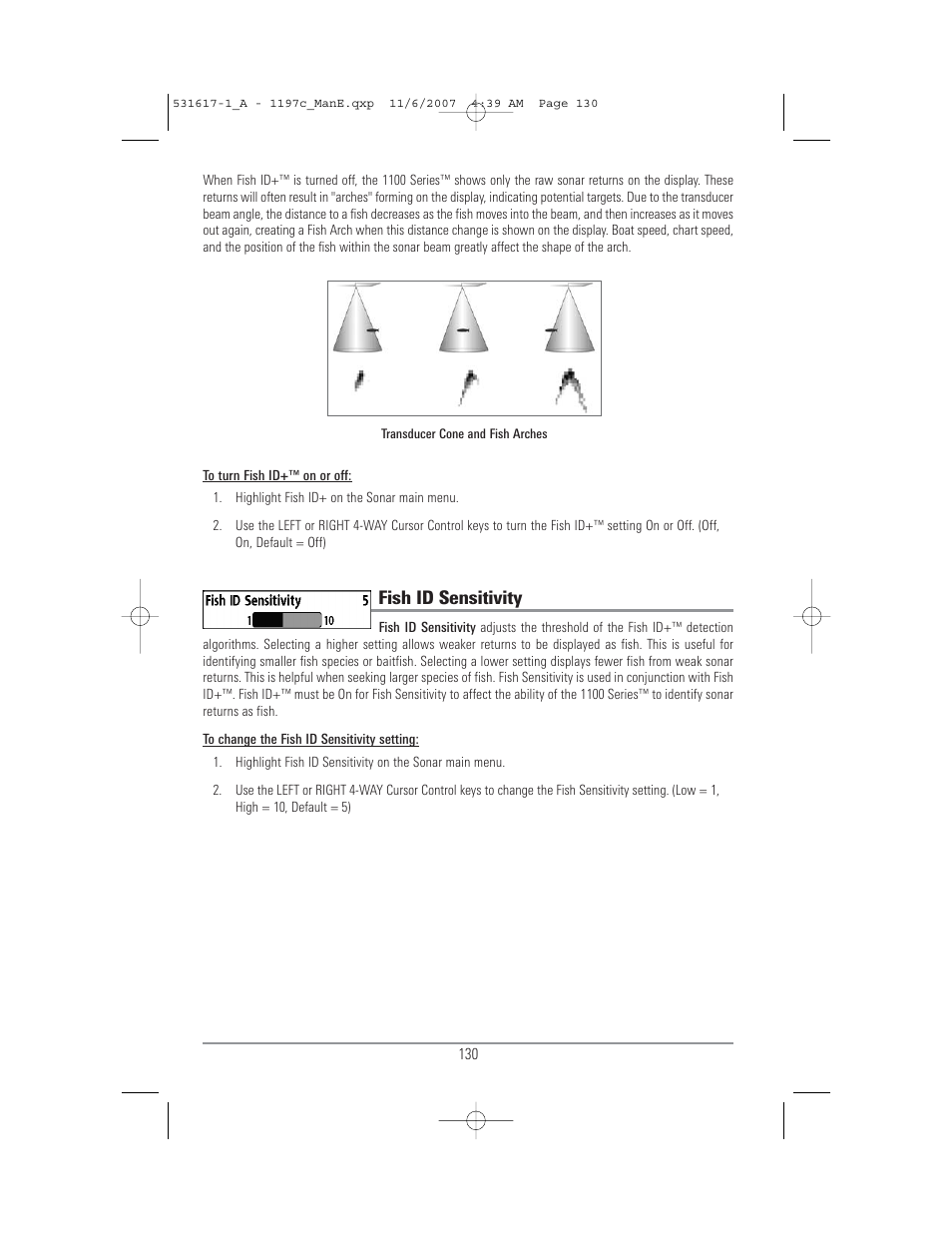 Fish id sensitivity | Humminbird 1197C SI User Manual | Page 138 / 196
