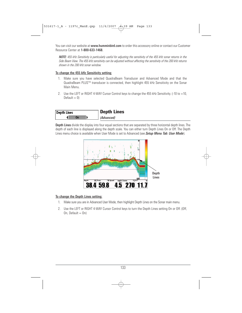 Depth lines | Humminbird 1197C SI User Manual | Page 141 / 196