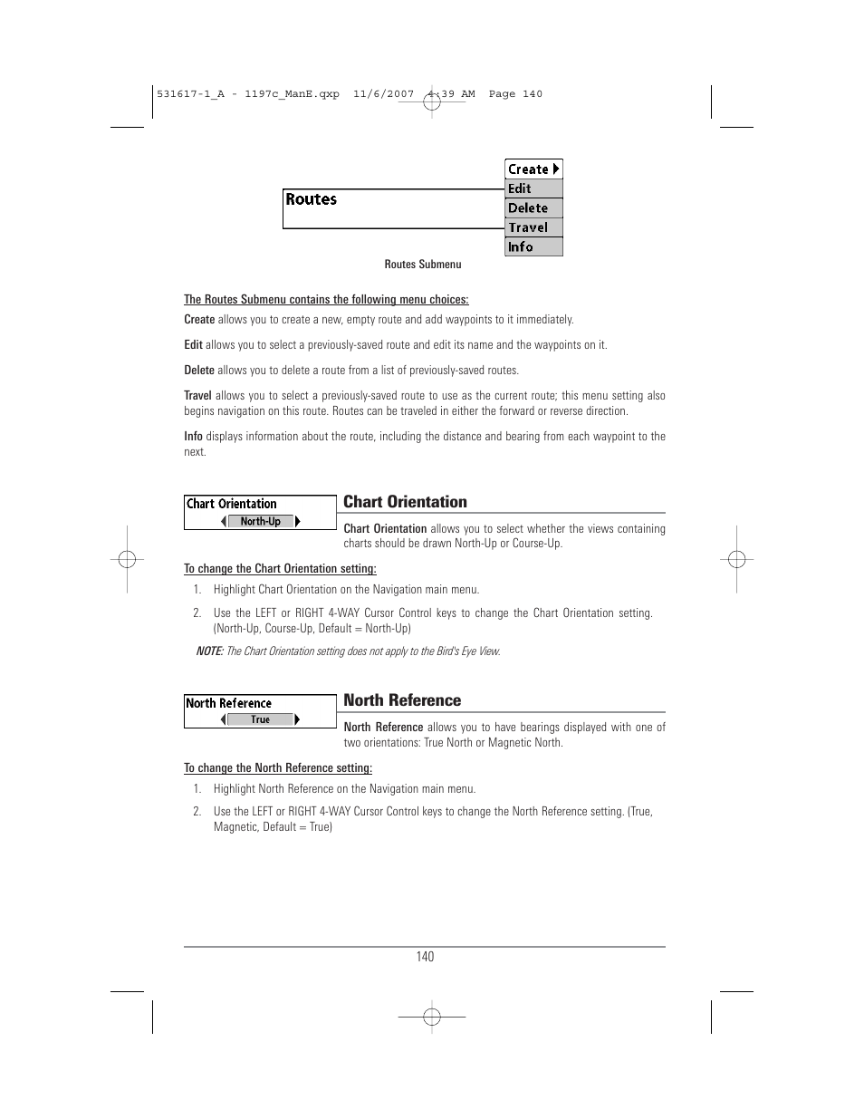 Chart orientation, North reference | Humminbird 1197C SI User Manual | Page 148 / 196