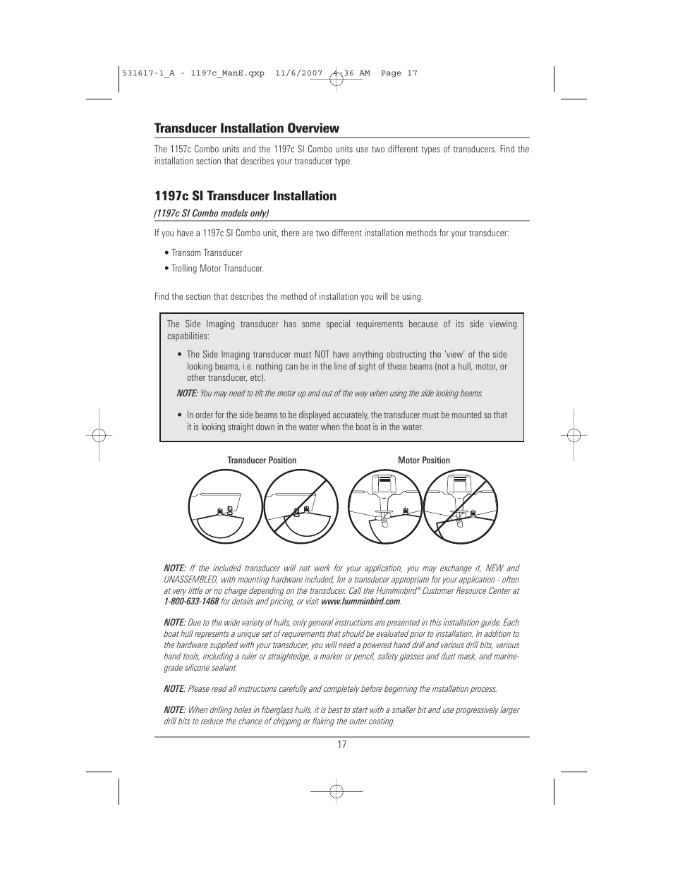 Transducer installation overview, 1197c si transducer installation | Humminbird 1197C SI User Manual | Page 25 / 196