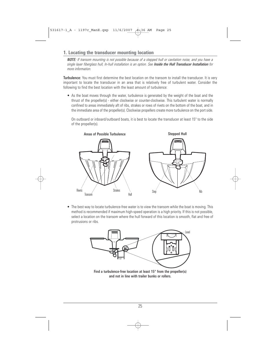 Locating the transducer mounting location | Humminbird 1197C SI User Manual | Page 33 / 196