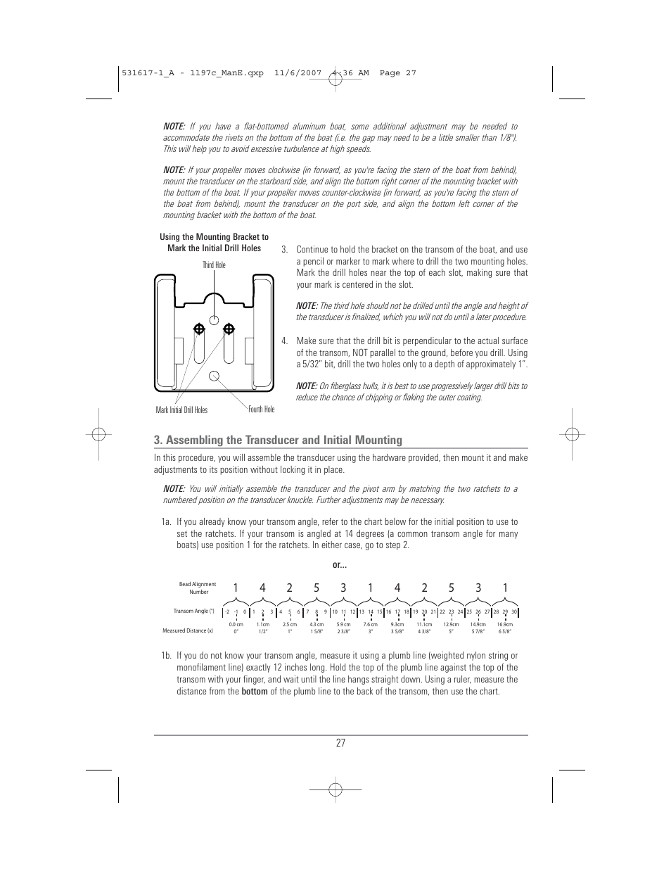 Assembling the transducer and initial mounting | Humminbird 1197C SI User Manual | Page 35 / 196