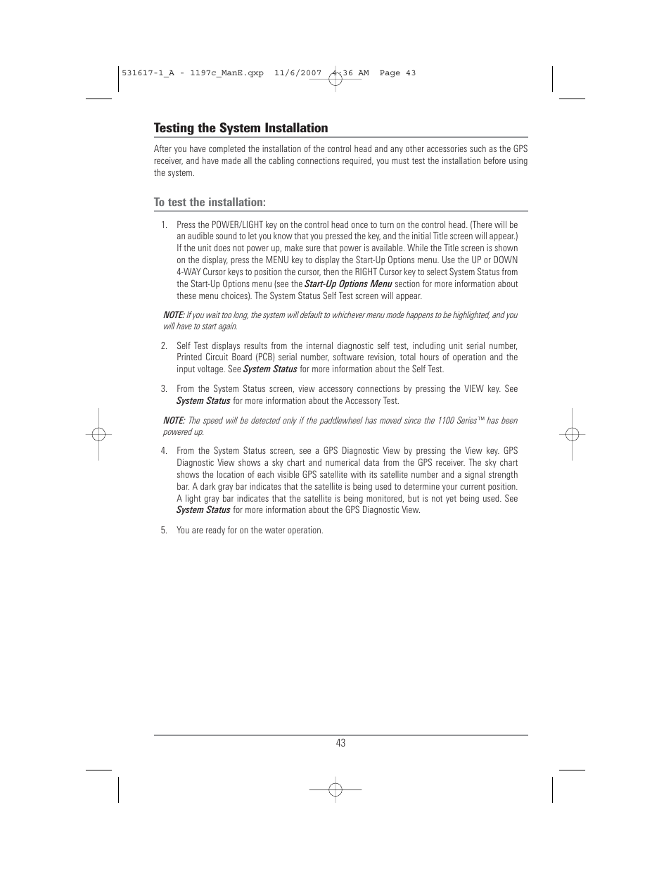 Testing the system installation | Humminbird 1197C SI User Manual | Page 51 / 196