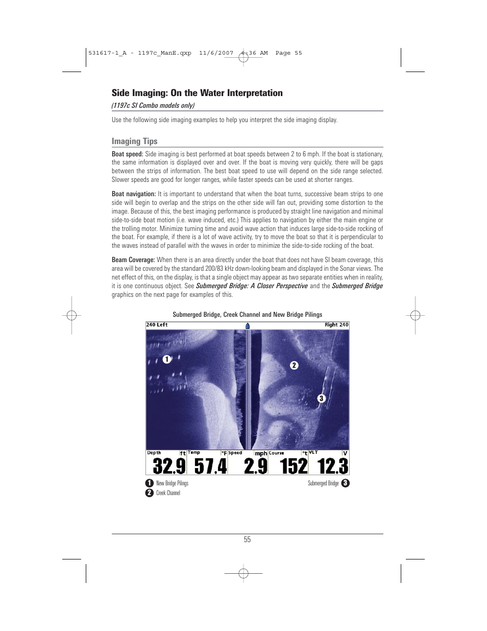 Side imaging: on the water interpretation | Humminbird 1197C SI User Manual | Page 63 / 196