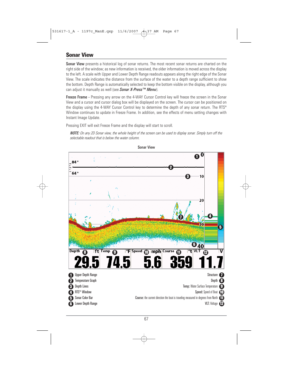 Sonar view | Humminbird 1197C SI User Manual | Page 75 / 196